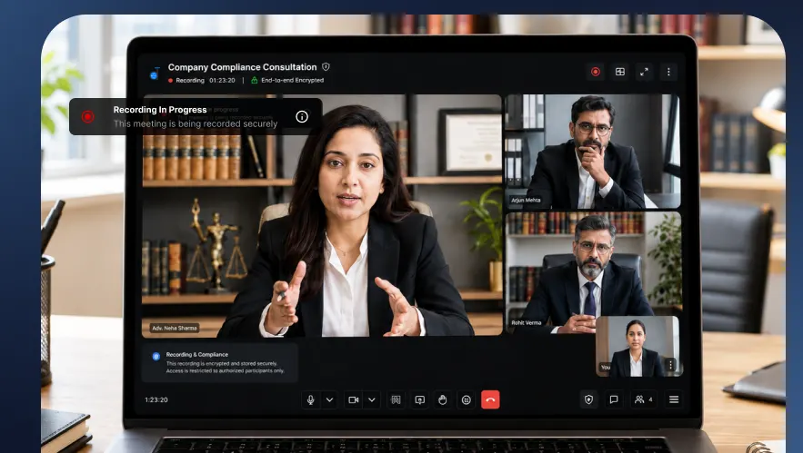 Legal compliance consultation on a recorded video call