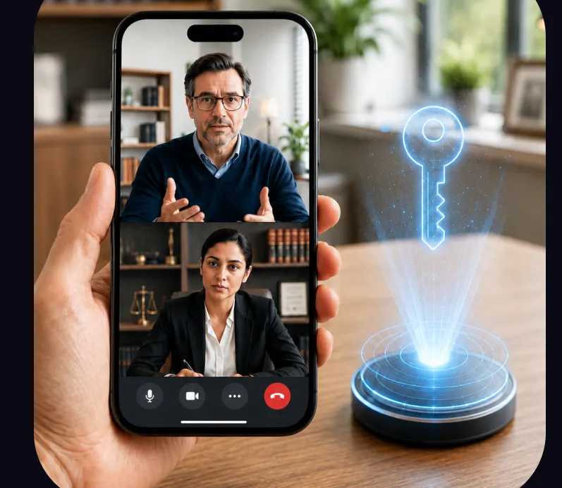 Confidential client video call with encryption key